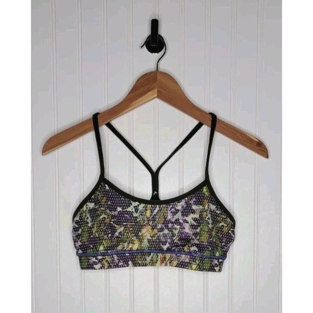 Lululemon Flow‎ Y Bra Women's Size 6 Floral Green Multi Light Support